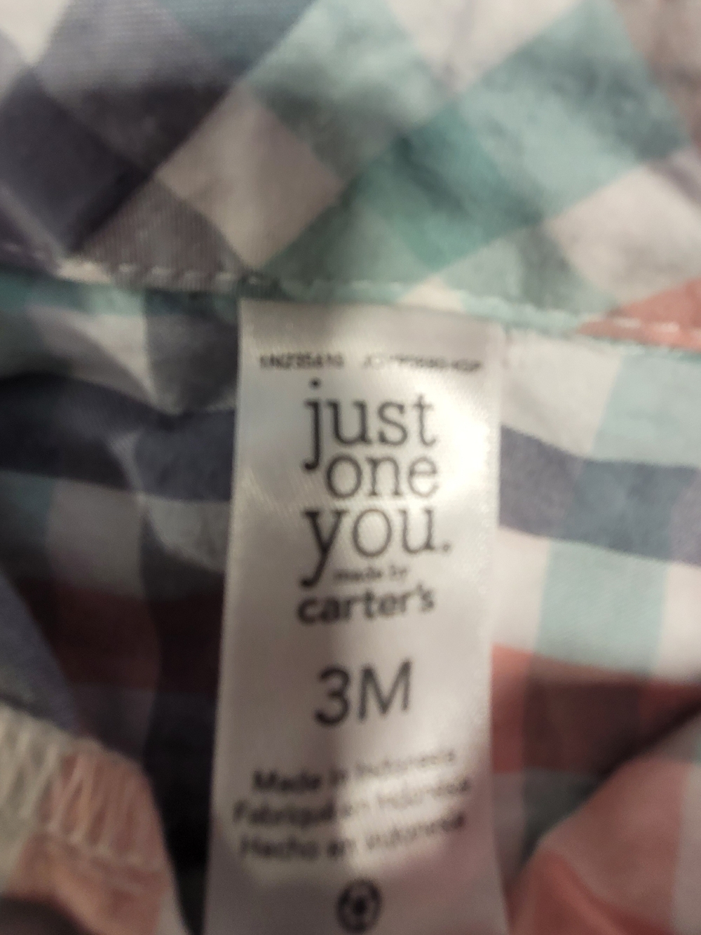 Plaid Button-Front Baby One-Piece Bodysuit in Pink, Mint & Gray - Picture 2 of 2